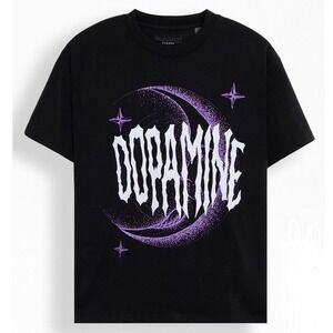 PacSun Dopamine Embroidered Moon Tee Black M Heavyweight Emo Streetwear